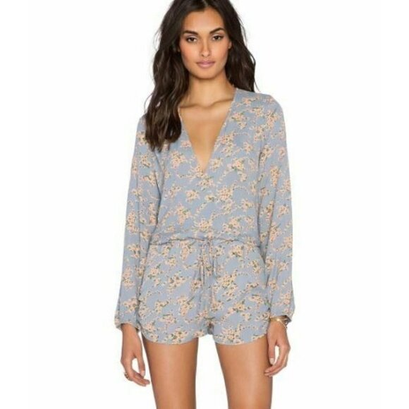New Flynn Skye Damn Gina Romper Womens XS Sherbert Daisy Long Sleeve Floral